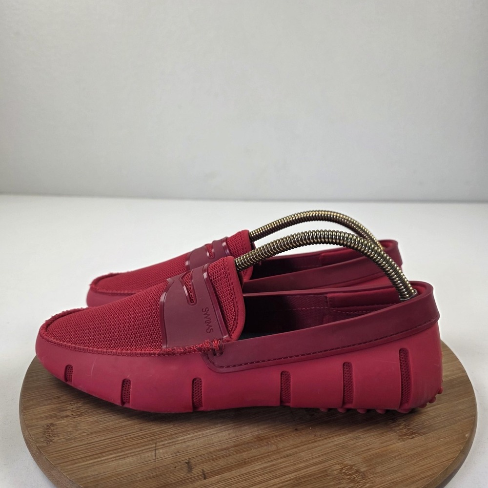 SWIMS Shoes Mens Size 9 Red Rubber Mesh Penny Loafers Driving Casual Slip On